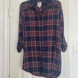 Billabong maroon/blue plaid tunic
